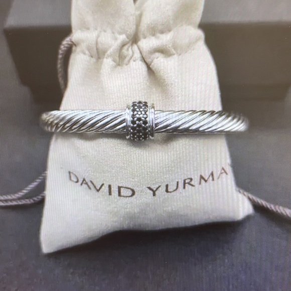 David Yurman Jewelry - David Yurman Silver Cable Bracelet with Black Accents